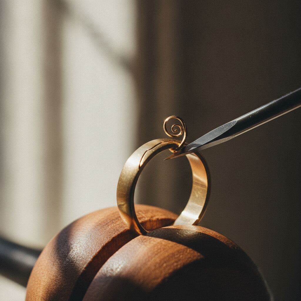 Handgravur in der Innenseite eines Goldrings