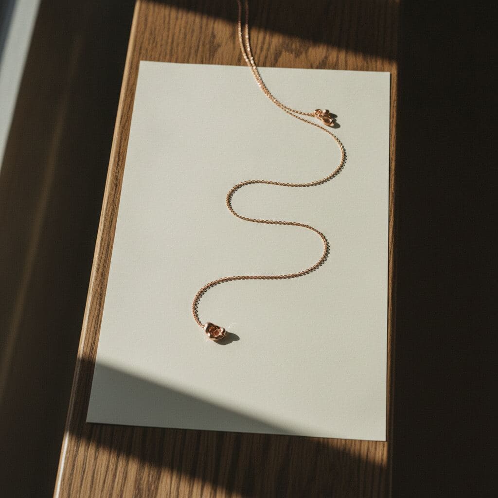 Collier aus Roségold mit frei geschmiedetem Anhänger an feiner Kette
