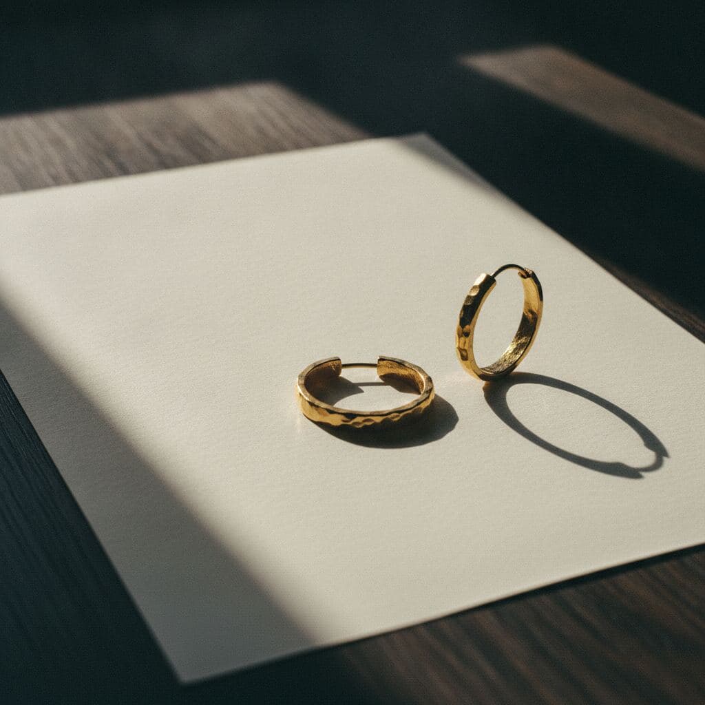 Creolen aus Gelbgold mit von Hand gehämmerter, facettierter Oberfläche